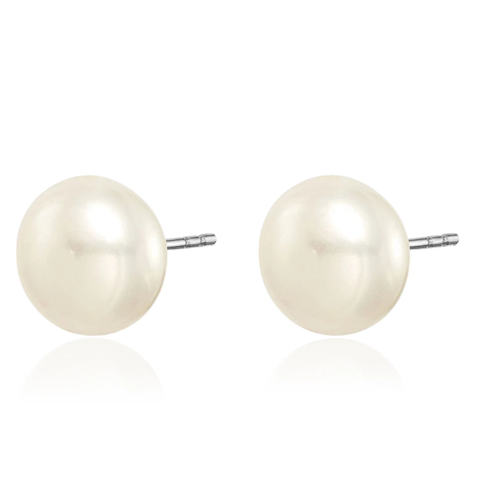 925 Sterling Silver 8mm White Pink Purple Button Freshwater Cultured Pearl Se... - Image 4 of 4