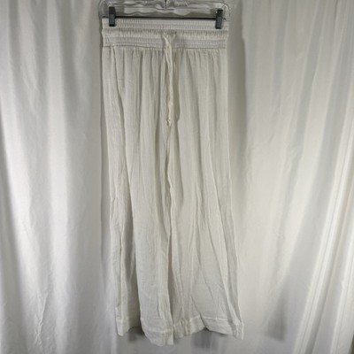 Albion Pants Women's Small White Semi Sheer Pull On Drawstring Lightweight Beach