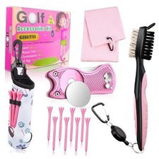 12Pcs Golf Accessories Kit Include Golf Ball Bag Golf Tees Golf Towel Golf Pink