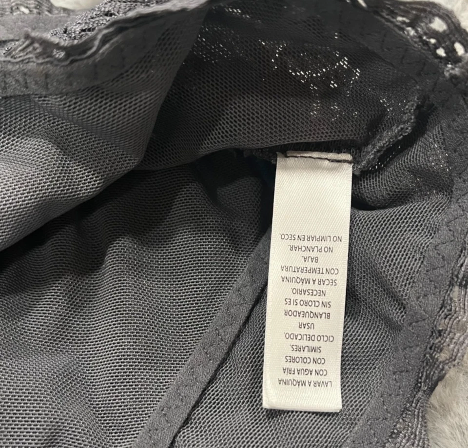 Mujer Talla M/Med Felina Bralette - Lencería Gris Encaje Espalda Corredora Nuevo Sin Etiquetas Cottagecore Foto 3 de 3