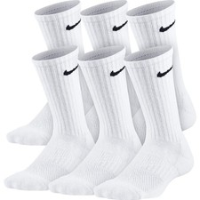 Nike Kids Everyday Cushioned Crew Training Socks 6-Pair - White/Black, Youth M