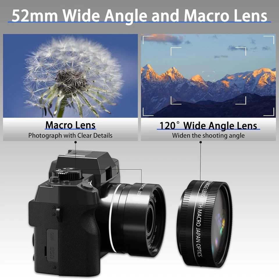 Digitalkamera 4K 48MP 16X mit Wifi 32GB Kart Fotokamera Fotoapparat für Vlogging - Bild 3 von 4