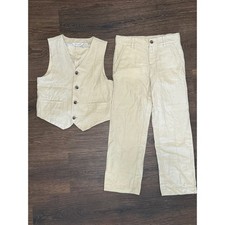 Janie and Jack Special Occasion Boys Cream Vest Pants Set Size 7 8 Formal