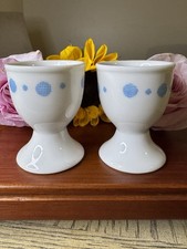 White  Blue Egg Holder Set with Geometric Pattern for Easter Holiday Gift