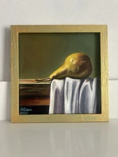 original oil painting, still life fruit ,Gift ,Fine Art, Wall Art, Pear, 30х30см