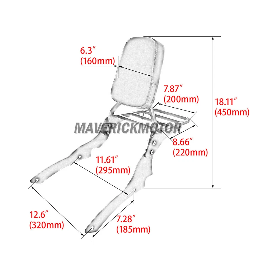 Respaldo de pasajeros Sissy Bar personalizado XVS 400 650 para Yamaha V-Star XVS400 XVS650 Foto 4 de 4