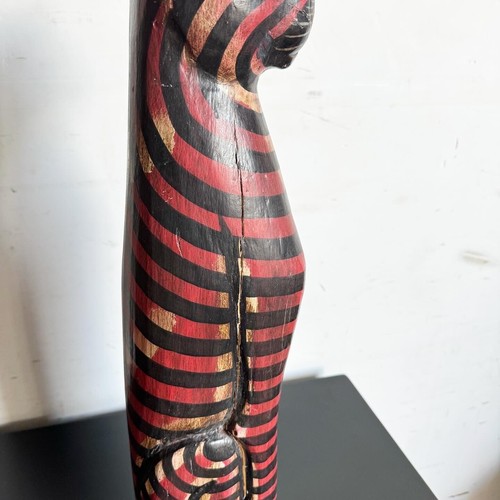 Mid Century Wooden Folk Art Cats - Set of 2 - Picture 3 of 10