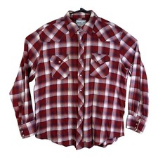 Wrangler Pearl Snap Shirt Men's XL Plaid Long Sleeve Western Cowboy Flannel