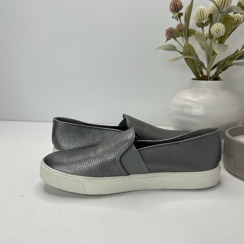 Vince Blair Slip On Pebbled Leather Sneakers Metallic Silver Women's US 6M - Picture 5 of 9