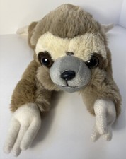 FAO Schwarz 2020 Sloth Plush Stuffed Animal 16" Realistic Brown Tan Laying Down