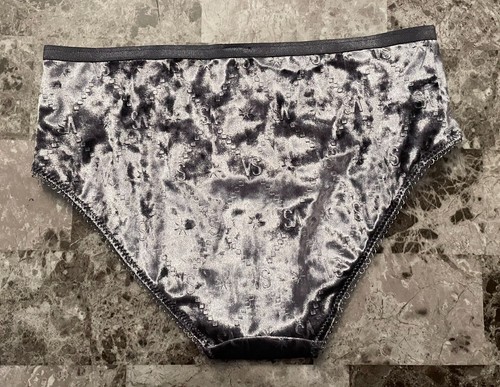 NWT VICTORIA'S SECRET SMALL GRAY VELVET LOGO SHIMMER BAND RARE HIPHUGGER PANTIES - Picture 3 of 3