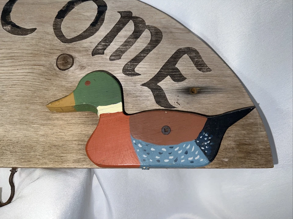 Vintage Rustic Wood Handmade Mallard Ducks Welcome Sign ~ Cabin, Man Cave, Porch - Image 2 of 4