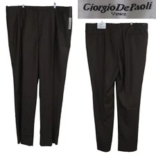 NEW Giorgio De Paoli Super 120s Taupe Brown Unhemmed Pleated Pants Size 50