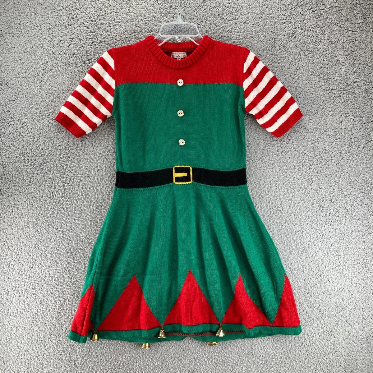 Women's Christmas Sweater Dress Elf Costume Santa's Helper Size Small 🎄🎅🏽