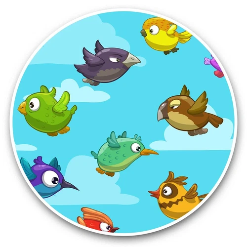 2 x Vinyl Stickers 20cm  - Flying Cartoon Birds Gamer Clouds  #45047