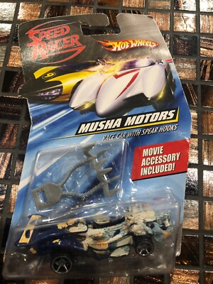 HOT WHEELS SPEED RACER MUSHA MOTORS RACE CAR WITH SPEAR HOOKS 1:64 
