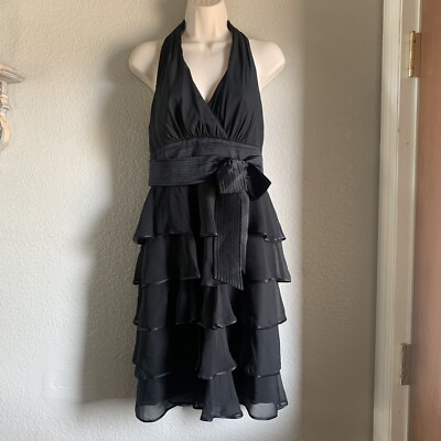 Women's Jones New York Tiered Ruffle Halter Dress, Black, 4 | eBay