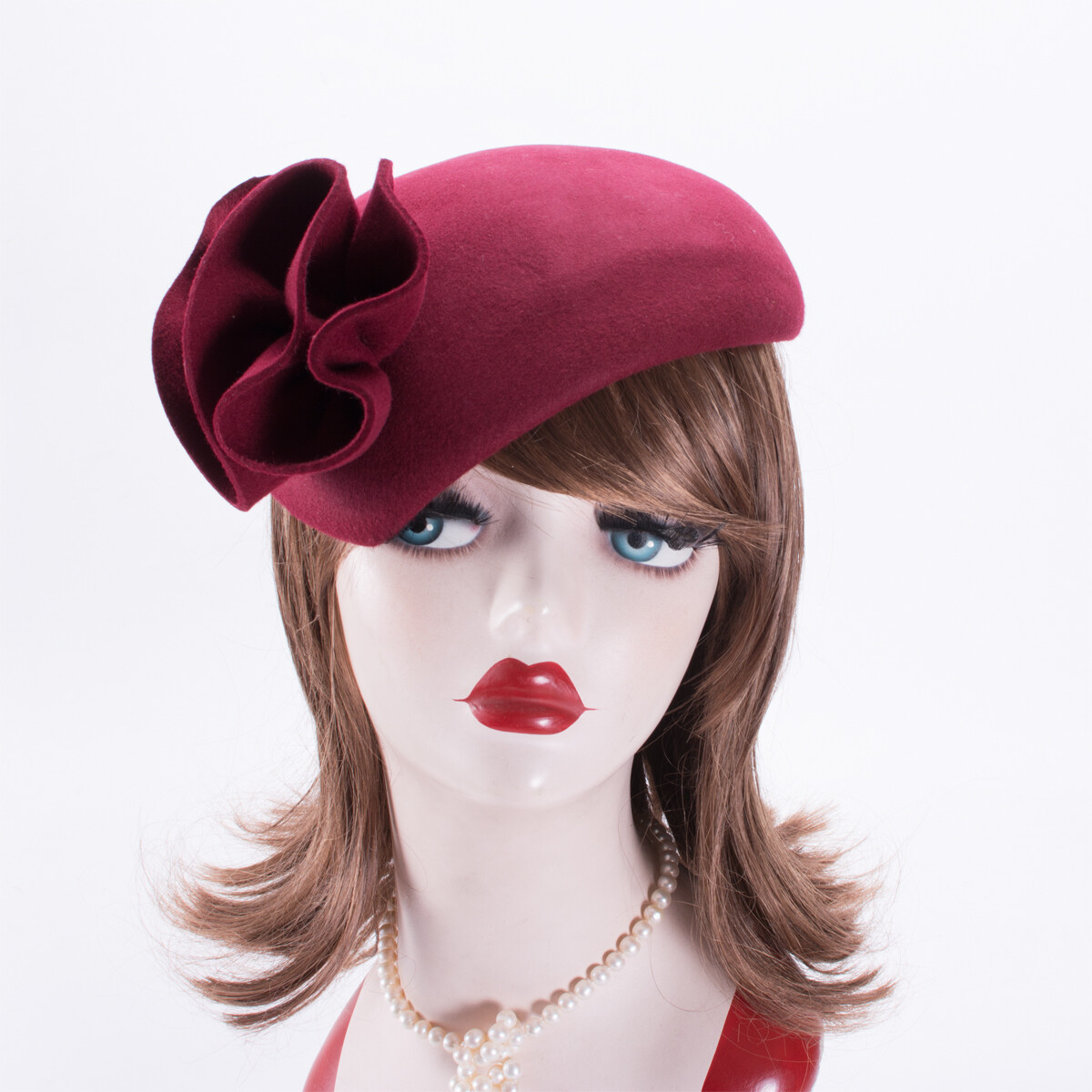Teardrop Womens Wool Felt Fascinator Floral Tam Beret Casque 