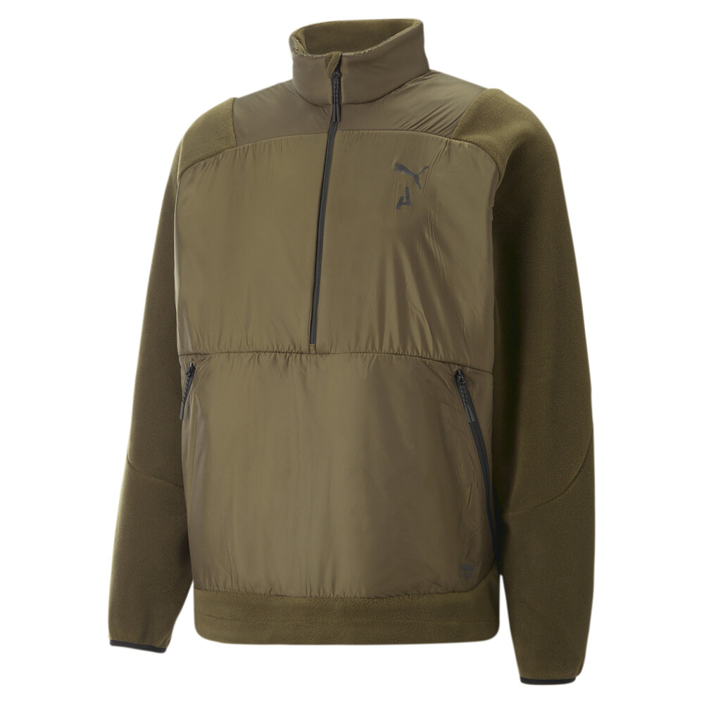 Puma Seasons Fleece Mock Neck Half Zip Sweatshirt Mens Green  52257362