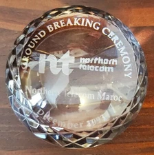 Northern Telecom Irish Crystal Maroc Glass Paperweight Galway Ireland Vtg 1993