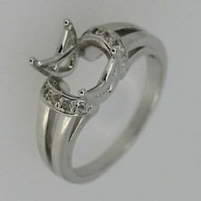 Sterling Silver Semi Mount Ring Setting Oval OV 10x8mm East West Topaz