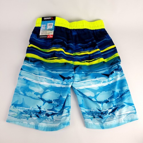 Gerry Board Shorts Swim Trunks XL 18/20 Boys Blue Sharks w/ Swim Googles - Picture 6 of 9