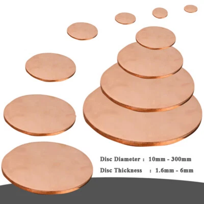 GOO BETTTER 10mm - 300mm T2 Massives Reines Kupfer Scheiben Ronden Kupferscheibe Kupferronde
