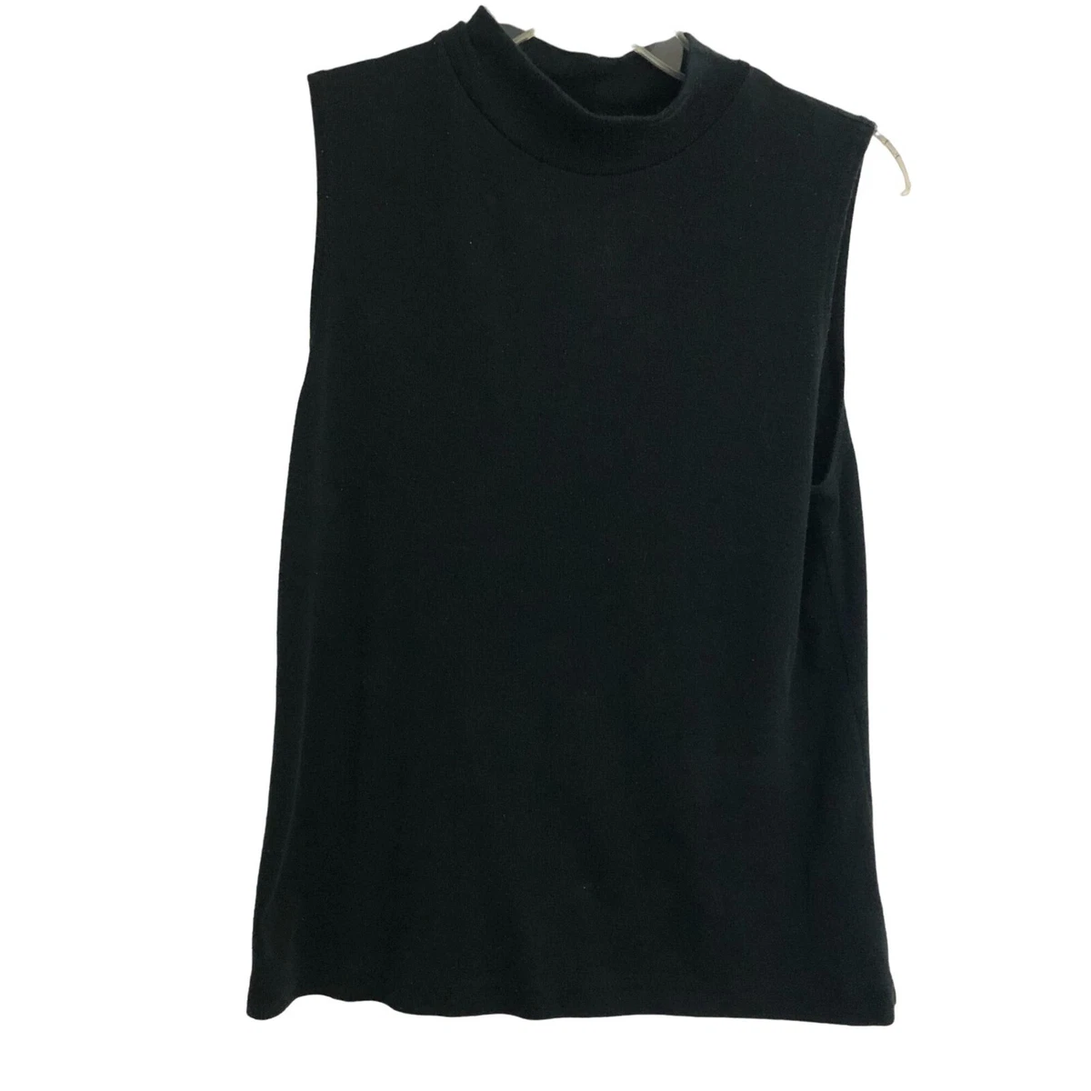Croft Barrow Sleeveless Black Cotton Mock Neck Tunic Top Size L