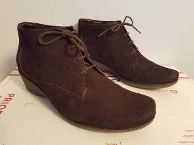 ARA Brown Suede Lace Up Comfort Booties Boots 10/41.5