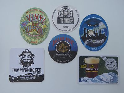 6 Beer Coasters ~ Magic Hat, Pyramid, Tommyknocker, Ballast Point, Third Street