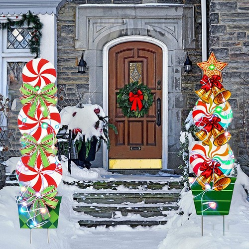 Candy Christmas Holiday Decorations Outdoor Peppermint Xmas Yard decor Ornaments - Picture 7 of 13