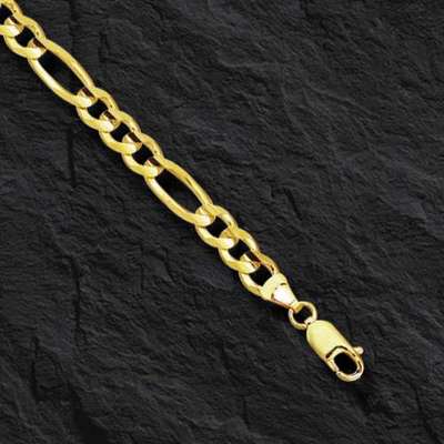10 Karat Gelbgold 8,5 Zoll Herren Lite Figaro Panzerkette/Armband 5,6 mm 3 Gramm
