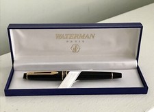 NEW in Box Waterman Paris Expert II Black & Gold Medium Point Nib Fountain Pen