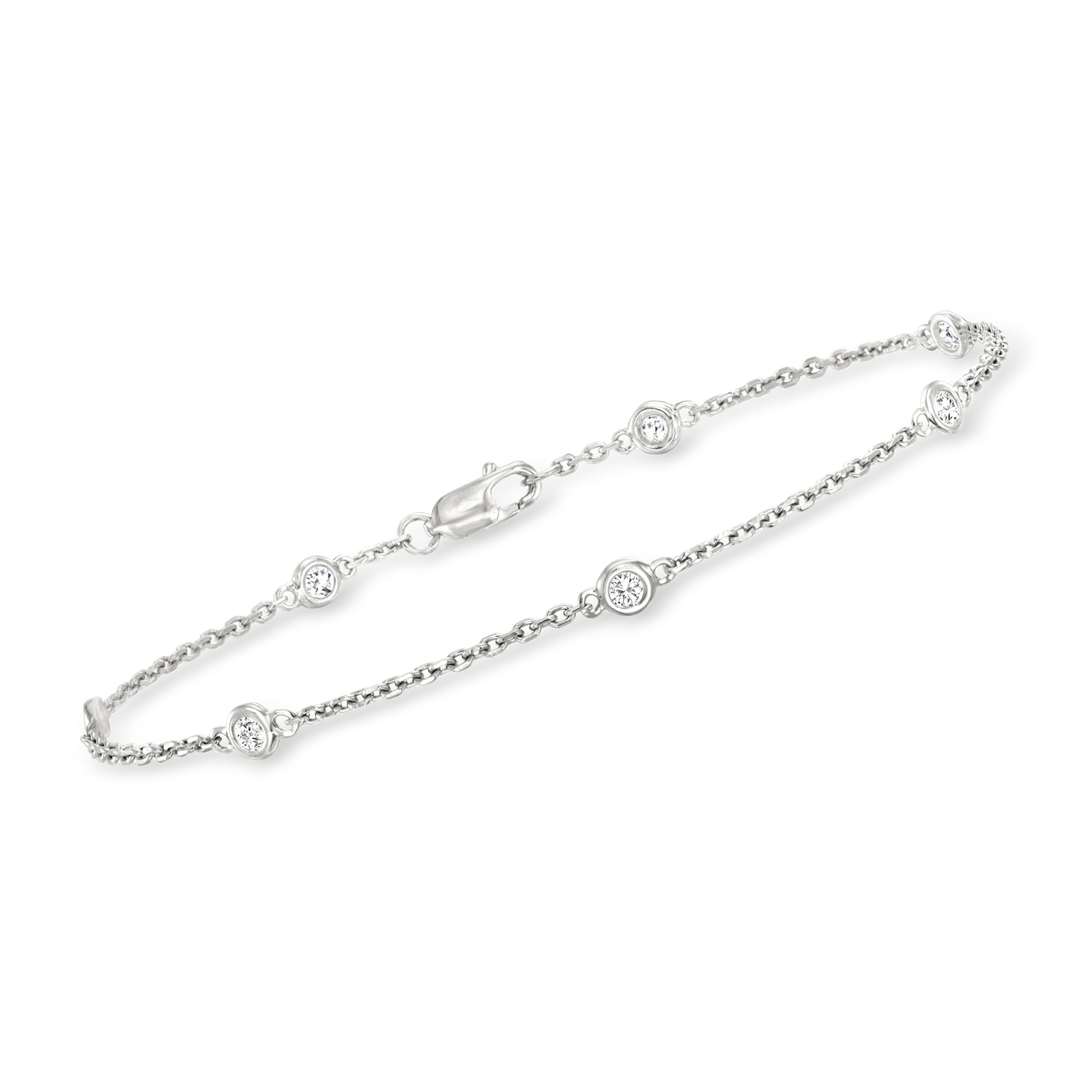 Ross-Simons 0.25 ct. t.w. Bezel-Set Diamond Station Bracelet in Sterling  Silver | eBay
