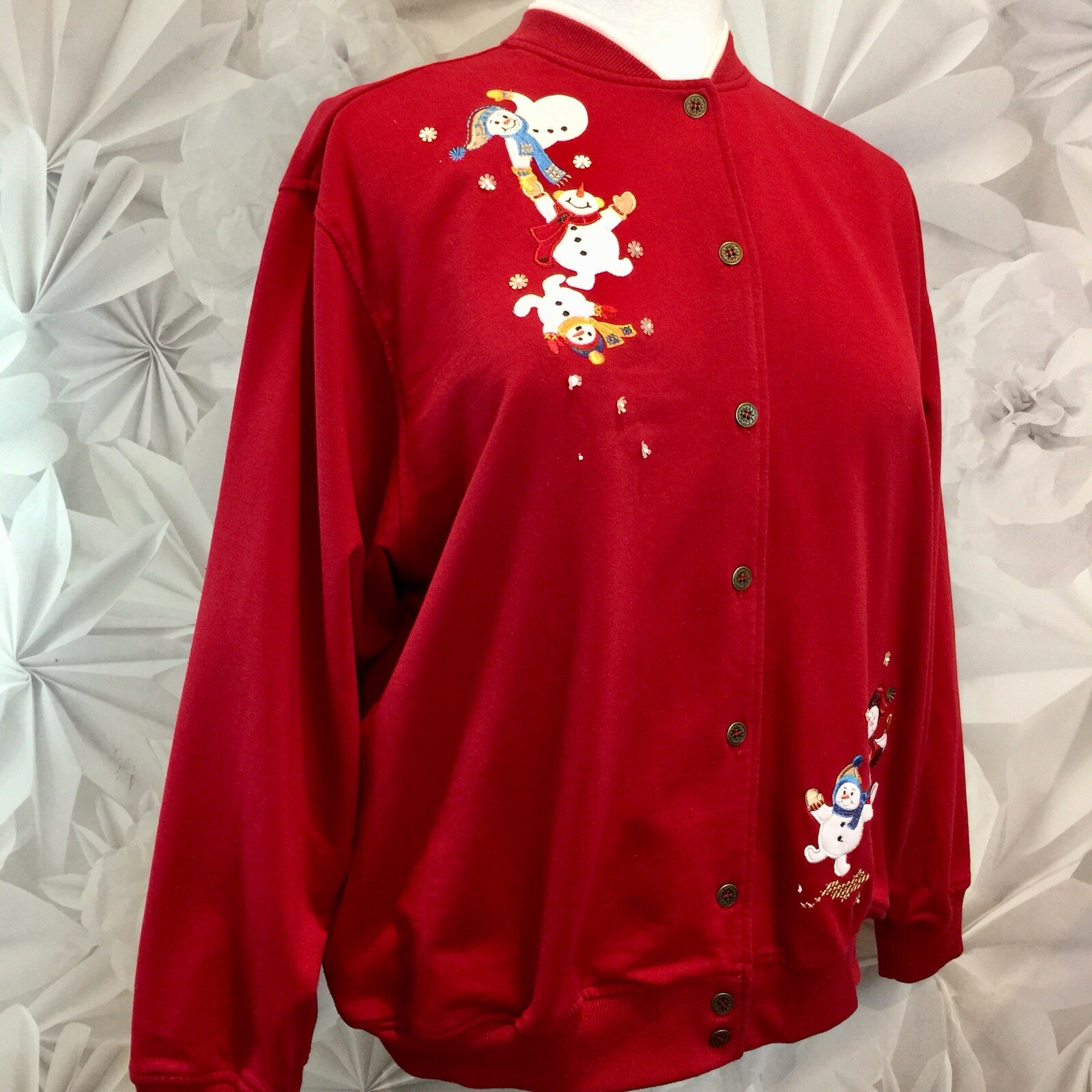 Ugly Christmas Jacket Red Women's Snowman Sz XL eBay