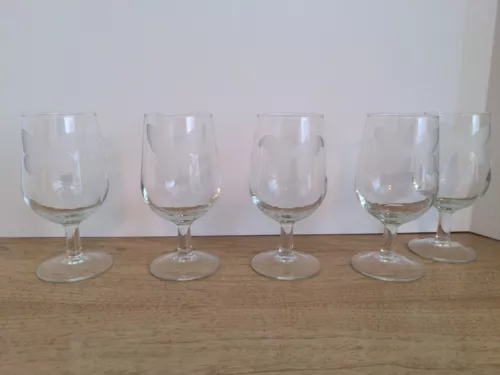 National Wildlife Federation Etched Butterfly Wine Glass Full Set of 4 + 1 Spare