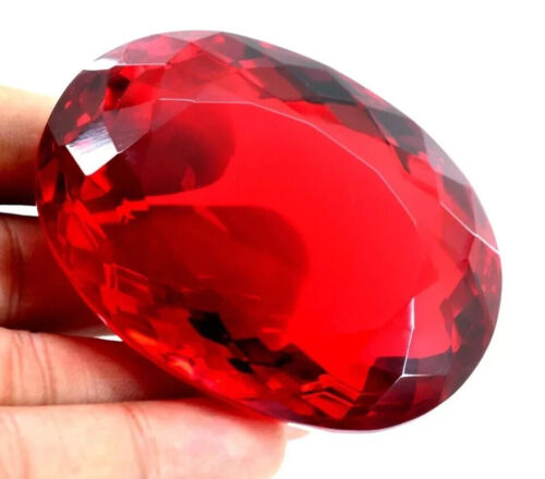 GIE Certificato Naturale 500 Ct Colore Rosso Brasiliano Topazio Ovale Pietra Preziosa Sciolta A+ - Foto 2 di 6