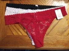 Auden Size L 12-14 3pc Black/White/Red Lace Bikini Thong Underwear