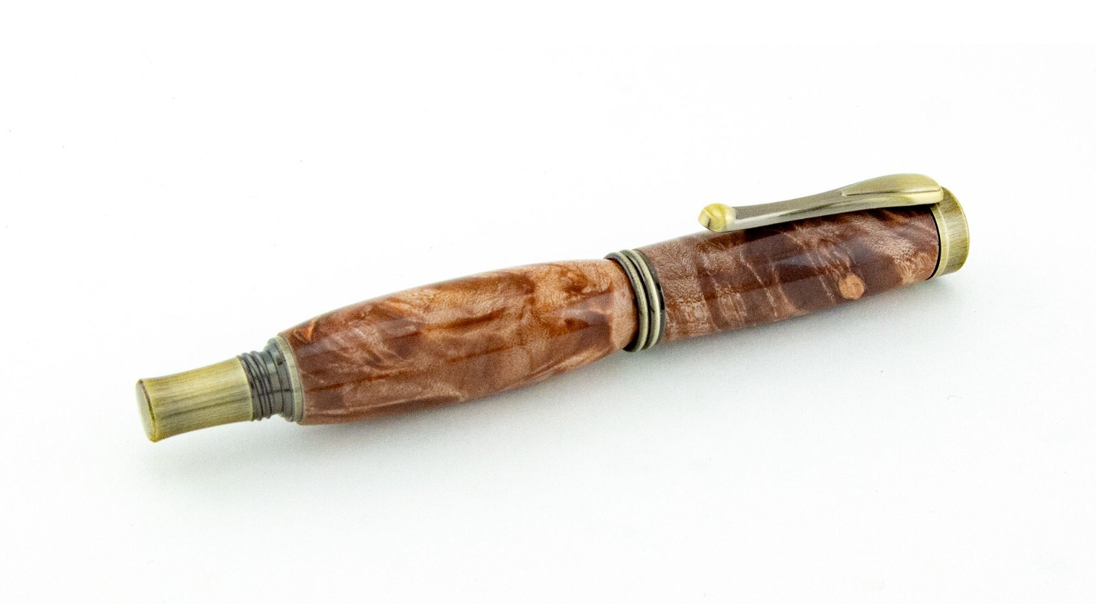 Artisan Handcrafted Polished Antique Bronze Retro Rollerball Pen Maple