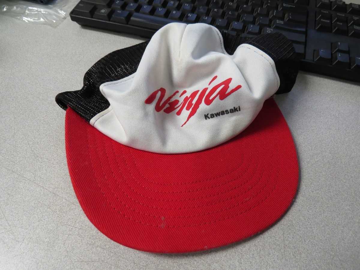 Vintage Kawasaki Red White & Black Ninja Trucker Mesh Snapback Hat