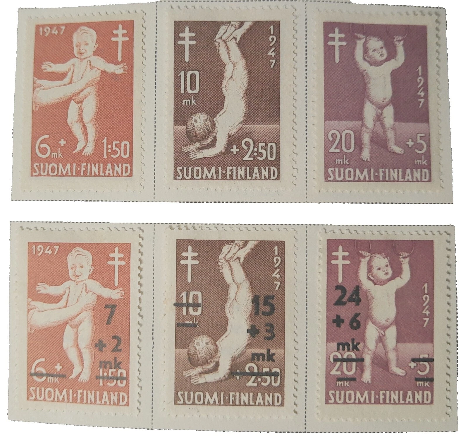 Mint Hinged Semi-Postal Finnish Stamps