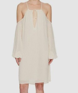 $1595 Zac Posen Women's Beige Halter Cold-Shoulder Beaded Keyhole Mini Dress 4 | eBay