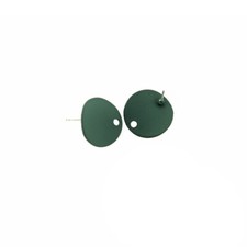 Green Curved Round Earrings - Stud Bases - 20mm - 2 Pieces 1 Pair - FD857