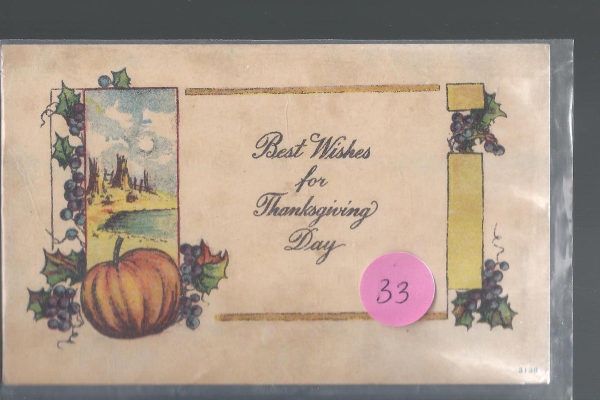 Pumpkin さんよろしくお願い申し上げます。 vintage Thanksgiving Wishes Postcard 313B, Pumpkin & fruit, arts