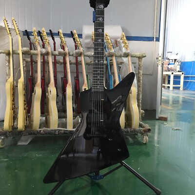 Custom Black Solid Body  E-II Electric Guitar Mahogany Body&Neck HH Pickups