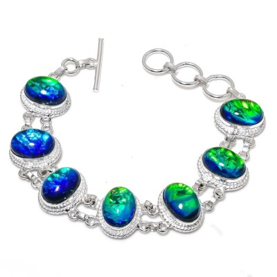 Triplet Opal Gemstone Handmade 925 Sterling Silver Jewelry Bracelet Sz 7-8''