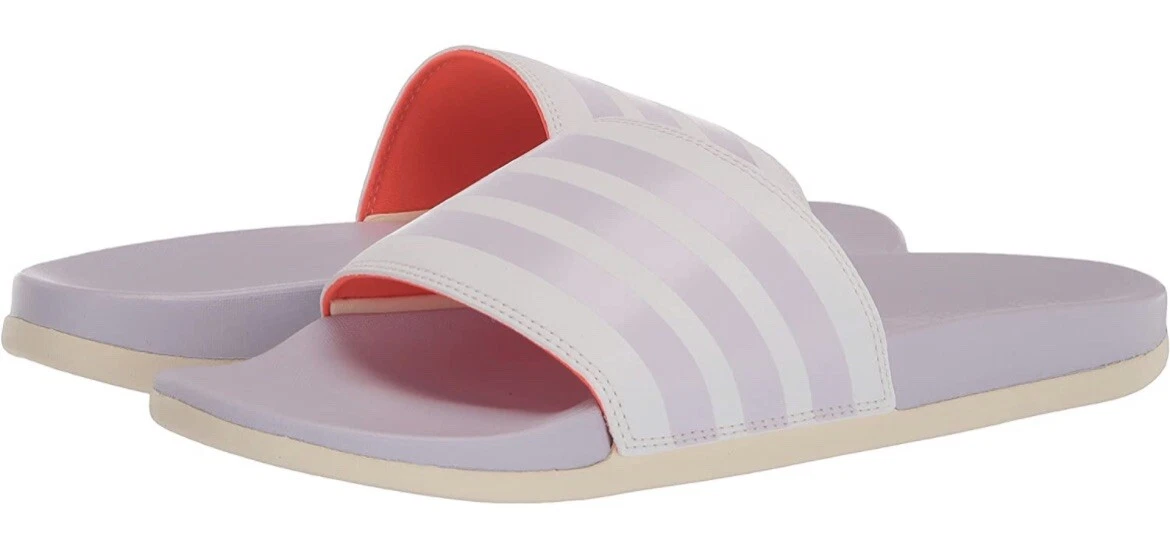 SANDALI ADIDAS DONNA Taglia 11 ADILETTE COMFORT SLIDES Tinta Bianco Viola Nuovi!