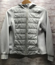 Avia Womens Athletic Jacket Size S 4-6 Pockets Stretch Hood Gray Light Weight