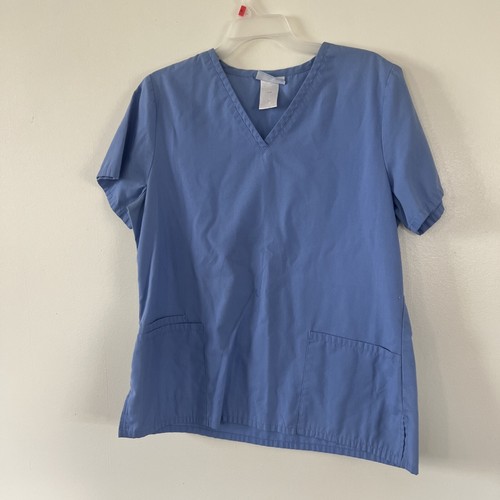 Medline Blue Short-Sleeved Women Scrub Top V-Neck Size Medium - Picture 4 of 9