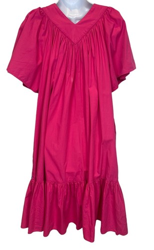 Vtg Erika Taylor Woman's Embroidered Pink Floral Butterfly Mumu Dress Sz Small S - Picture 5 of 11
